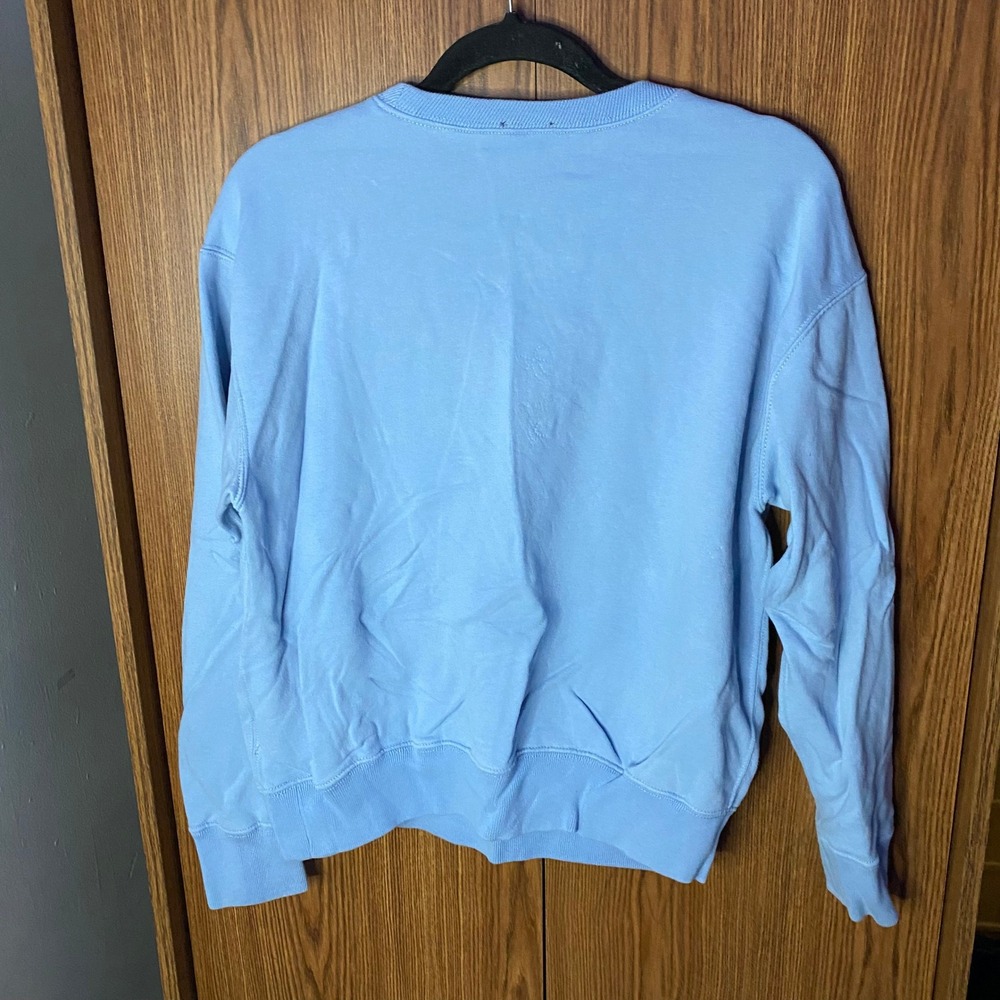 Polo Ralph Lauren Sweatshirt Women S Light Blue Plaid Patchwork Logo Pullover - Picture 4 of 5